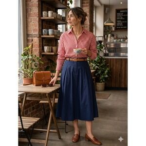 Mimosa Red White‎ Gingham Check Button Down Shirt Oversized Small